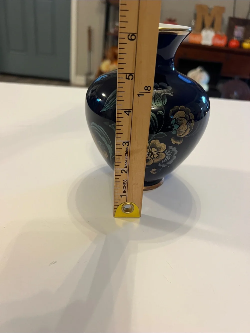 KPM Berlin Black Porcelain Vase with Gold Floral Accents